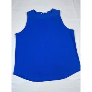 Chicos Ribbed Tank Top Cobalt Blue Sleeveless Crew Neck Size 4 XXL Summer Vacay